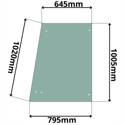 SZYBA PRAWA W DRZWI BOCZNA GÓRNA TEREX FERMEC MF MASSEY FERGUSON