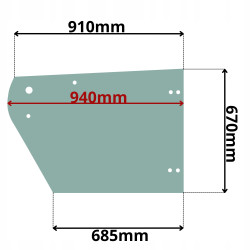 SZYBA DOLNA W DRZWI LEWA JOHN DEER