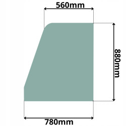 SZYBA LEWA BOCZNA GÓRNA DRZWI JCB 520 526 528 530 (0582)