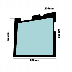 SZYBA LEWA DRZWI DOLNA KUBOTA KX (0266)-SITODRUK