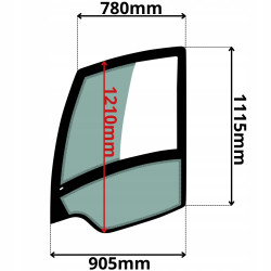 SZYBA LEWA DRZWI ATLAS TEREX WERSJA Z OKIENKIEM (G-0426)-SITODRUK