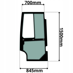SZYBA LEWA DRZWI JCB WERSJA Z OKIENKIEM (G-0712)-SITODRUK