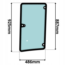 SZYBA LEWA GÓRNA DRZWI BOMAG BW (K-0079) - SITODRUK