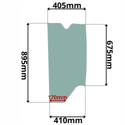 SZYBA BOCZNA LEWA ZA DRZWIAMI CAT (K-0090)