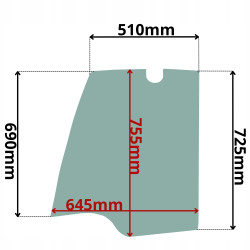 SZYBA LEWA DRZWI GÓRNA JCB (K-0246)