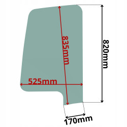 SZYBA LEWA DRZWI GÓRNA KUBOTA (K-0499)