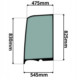 SZYBA LEWA DRZWI GÓRNA BOBCAT DOOSAN (K-0514)-SITODRUK