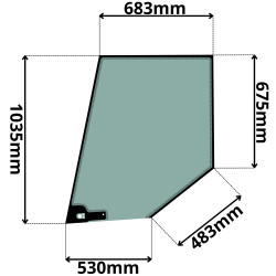 SZYBA LEWA DRZWI GÓRNA VALTRA, VALMET (G-0385)