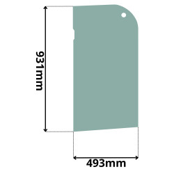 SZYBA BOCZNA LEWA JCB ZA DRZWIAMI (G-0213)