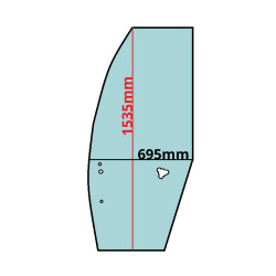 SZYBA LEWA BOCZNA BOK CAŁA W DRZWI JCB LANZ FB3000 (0656)