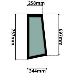 SZYBA LEWA BOCZNA ZA DRZWIAMI DEUTZ-FAHR AGROVECTOR, JLG (G-0168)-SITODRUK