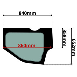 SZYBA LEWA DRZWI DOLNA KOMATSU PC, PW (G-0040)-SITODRUK