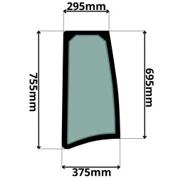 SZYBA LEWA BOCZNA ZA DRZWIAMI KUBOTA KX (K-0016)-SITODRUK