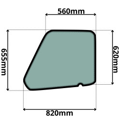 SZYBA LEWA DRZWI GÓRNA BOBCAT, MASSEY FERGUSON (0065)-SITODRUK