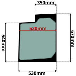 SZYBA LEWA DRZWI DOLNA BOBCAT, DOOSAN (K-0176)-SITODRUK