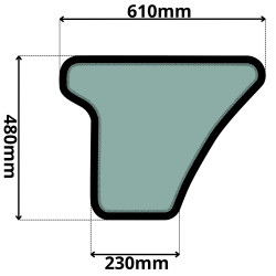 SZYBA LEWA DRZWI DOLNA BOBCAT, DOOSAN, YANMAR (K-0096)-SITODRUK