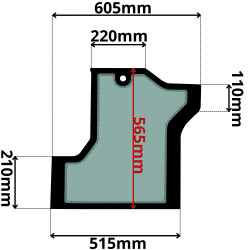 SZYBA LEWA DRZWI DOLNA CAT (K-0177)-SITODRUK