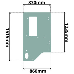 SZYBA LEWA DRZWI JCB WERSJA Z OKIENKIEM (G-0714)
