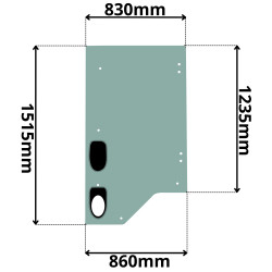 SZYBA LEWA DRZWI JCB WERSJA BEZ OKIENKA (G-0715)-SITODRUK