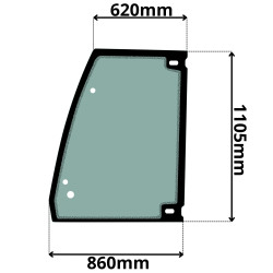 SZYBA LEWA BOCZNA GÓRNA W DRZWI SITODRUK VOLVO DO KOPARKO-ŁADOWAREK