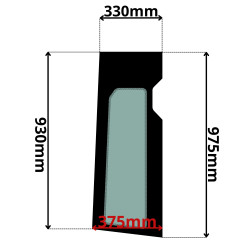 SZYBA PRAWA BOCZNA ZA DRZWIAMI KOMATSU WA (K-0048)-SITODRUK