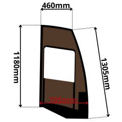 SZYBA PRAWA DRZWI MECALAC 12 MTX, MSX, MXT WERSJA Z OKIENKIEM (G-0584)-SITODRUK