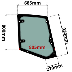 SZYBA PRAWA BOCZNA UICHYLNA AHLMANN, MECALAC, HITACHI (G-0399)-SITODRUK