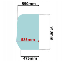 SZYBA PRAWA TYLNA STAŁA KUBOTA KX (G-0085)