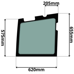 SZYBA LEWA DRZWI DOLNA KUBOTA KX (0266)-SITODRUK