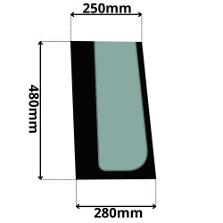 SZYBA PRZEDNIA LEWA DOLNA JCB 3CX COMPACT (K-0061)