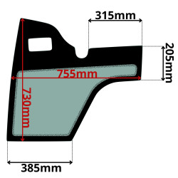 SZYBA LEWA DOLNA DRZWI WACKER NEUSON, WEIDEMANN (G-0577)-SITODRUK