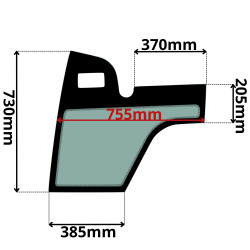 SZYBA LEWA DOLNA DRZWI WACKER NEUSON, WEIDEMANN (G-0576)-SITODRUK