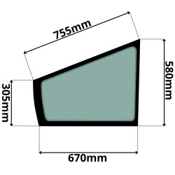 SZYBA LEWA DRZWI DOLNA YANMAR (K-0534)-SITODRUK